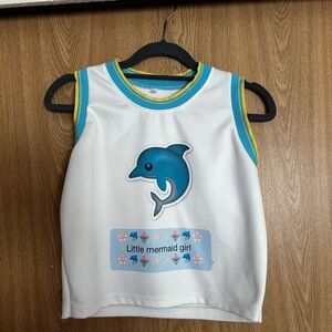 White Tank Top with Dolphin Print